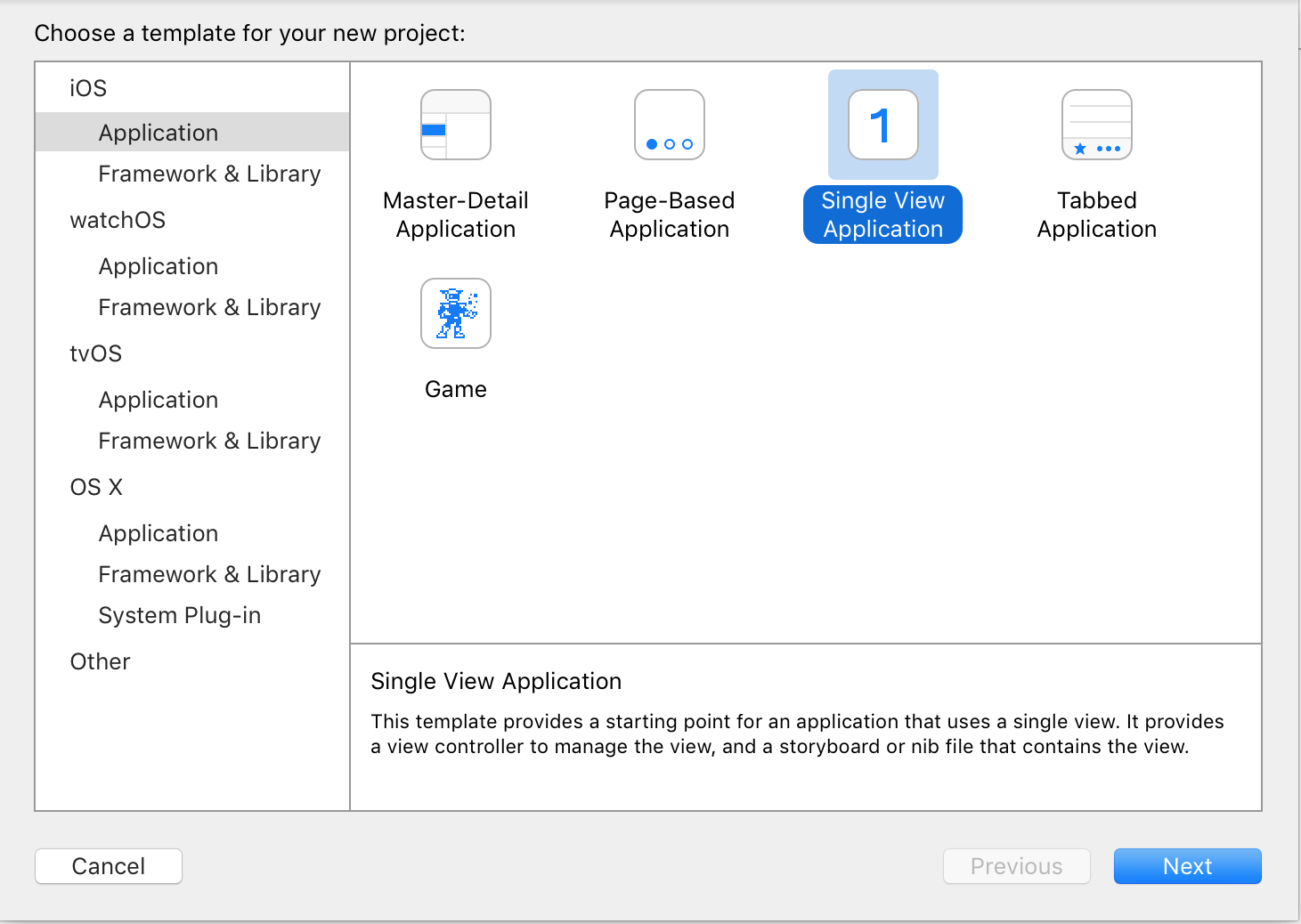 new Xcode project Master detail